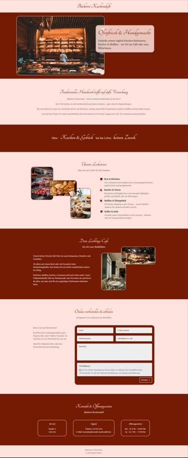Webdesign einer fiktiven Bäckerei